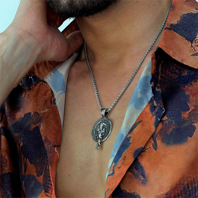 Viking Odin's Raven Pendant Necklace for