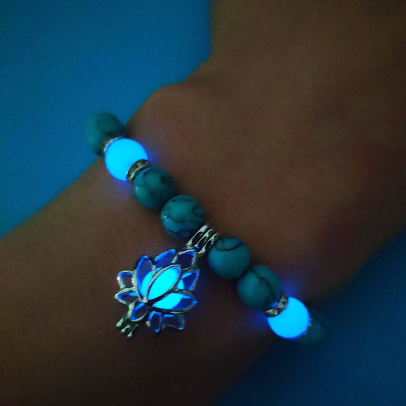 Luminous Lotus Energy Bracelet - Glow-in-the-dark Natural Stone Healing