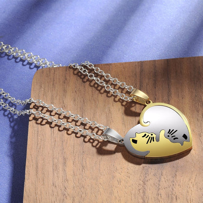 Cat Couple Necklaces for Feline-loving.