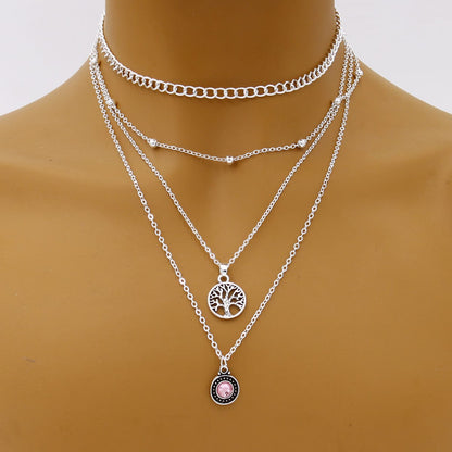 Tree of Life Crystal Necklace 4 Pcs Set