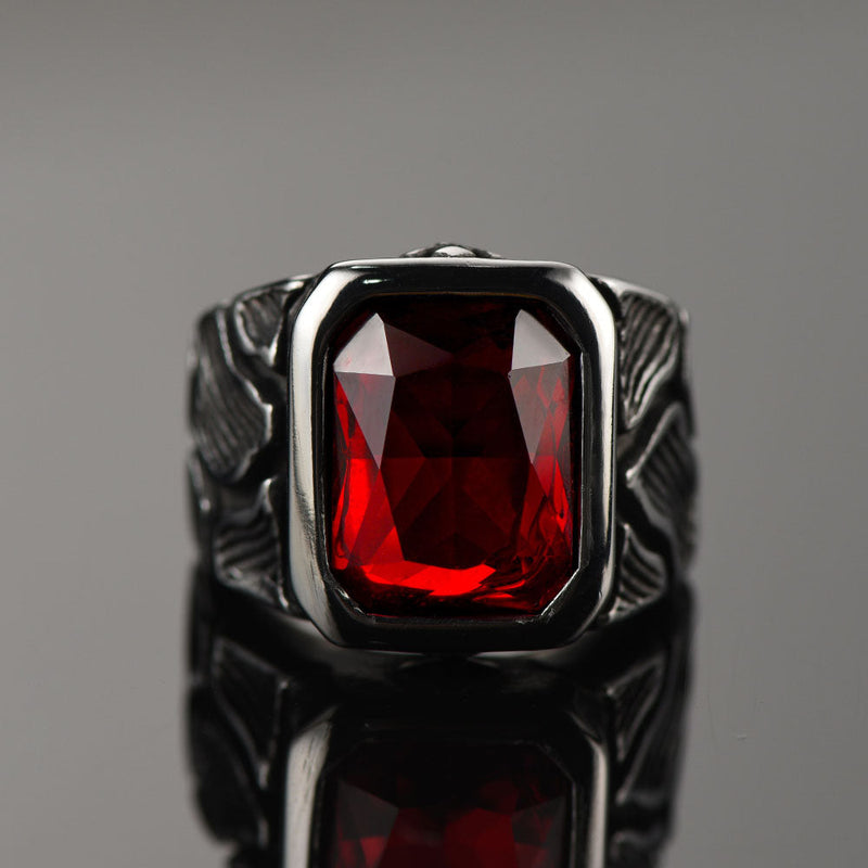 Lava Ruby Ring Stainless Steel Ring for