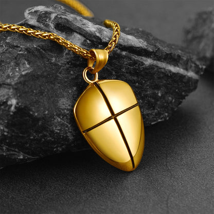 Christian Cross Joshua 1:9 Shield Necklace for