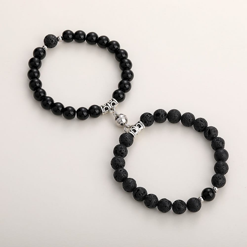 Natural Stone Couple Bracelet Crystal Set (2 Pieces)