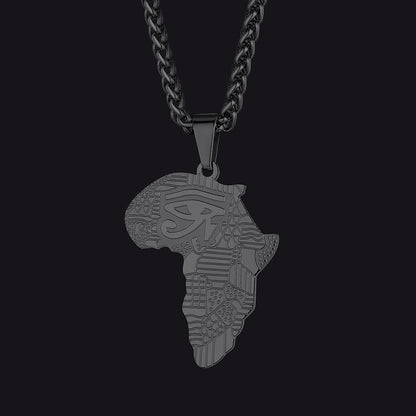 African Map Eye of Horus Necklace for