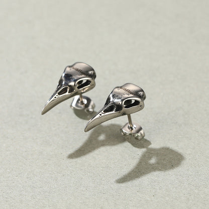 Raven Skull Earrings Viking Stud Earrings for