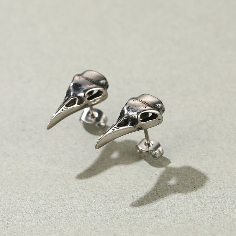 Raven Skull Earrings Viking Stud Earrings for