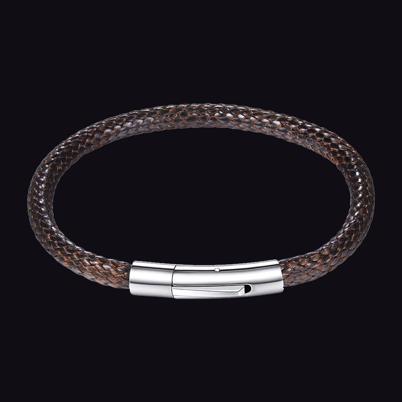 Clasp Braided Genuine Leather Bracelet for