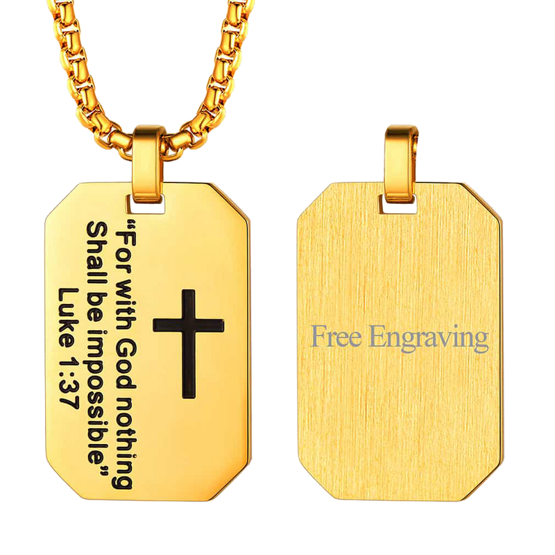 Christian Luke 1:37 Dog Tag Necklace for /