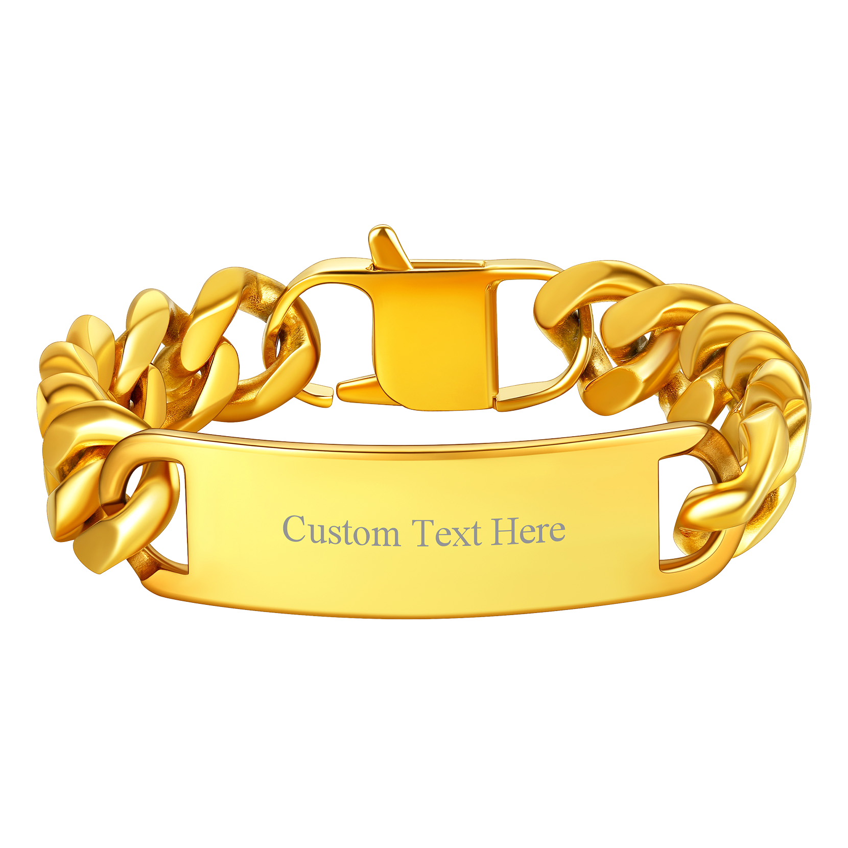 Customized Engraved Id Bar Cuban Chain Link Bracelet for