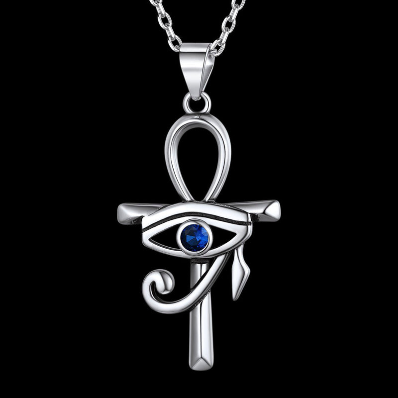 Egyptian Ankh Cross Necklace Pendant With Eye of Horus