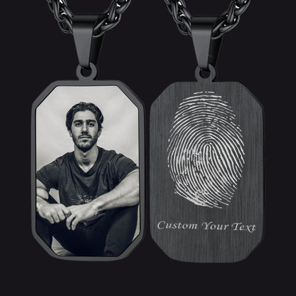 Personalized Picture Fingerprint Dog Tag Necklace for