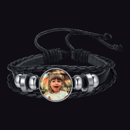 Personalized Picture Wrap Leather Bracelet Cuff Gift for