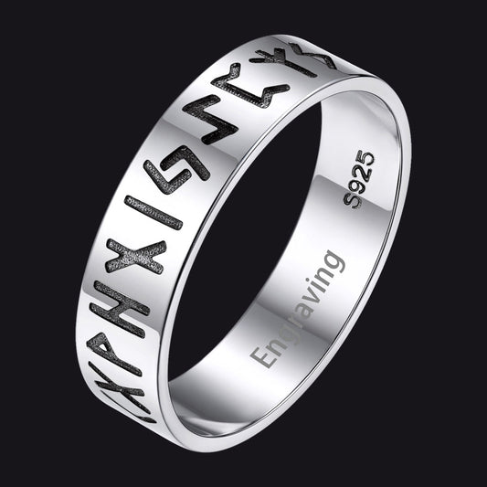 Sterling Silver Norse Viking Runes Ring for