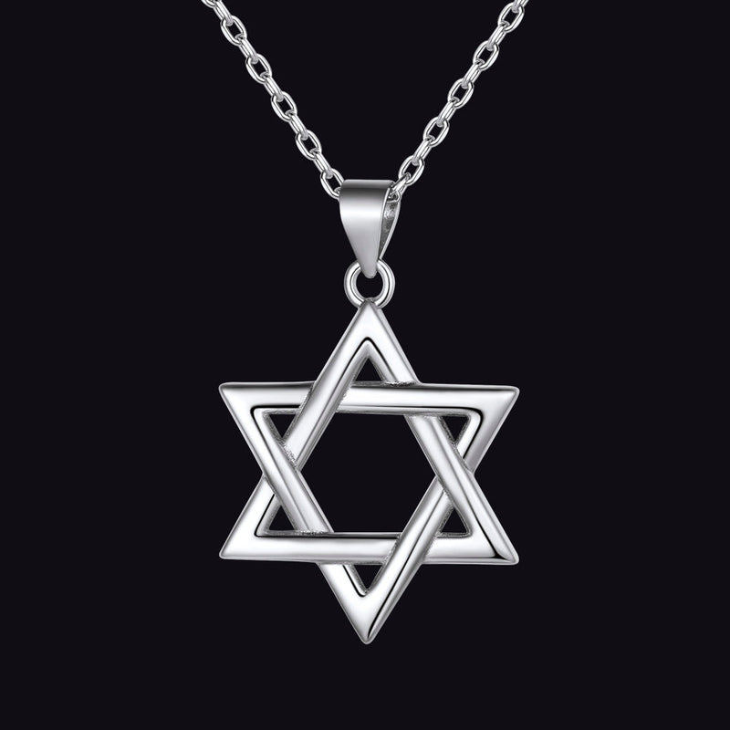 Sterling Silver Star of David Pendant Necklace for