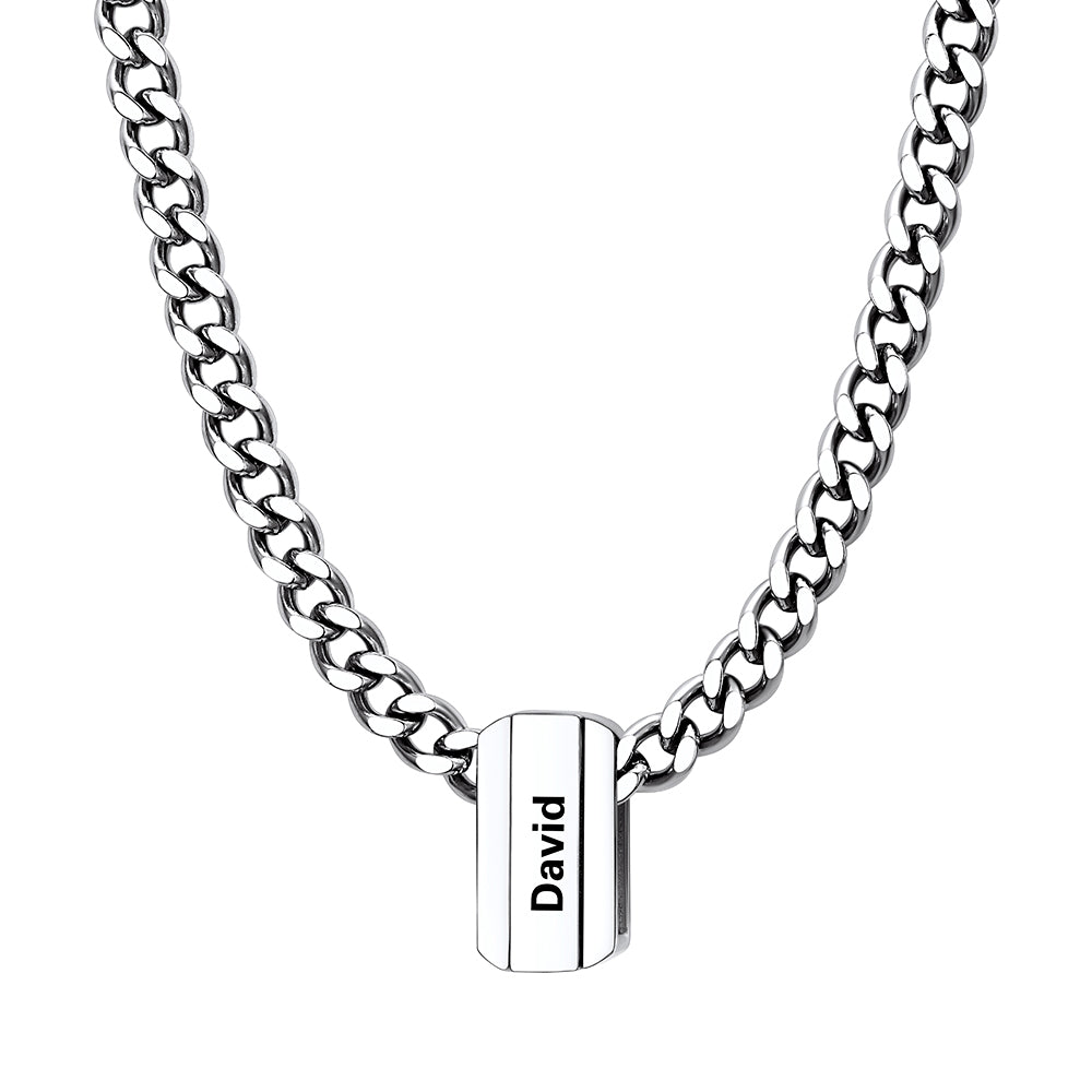 Personalized Engraved Name Chain Charm Necklace for