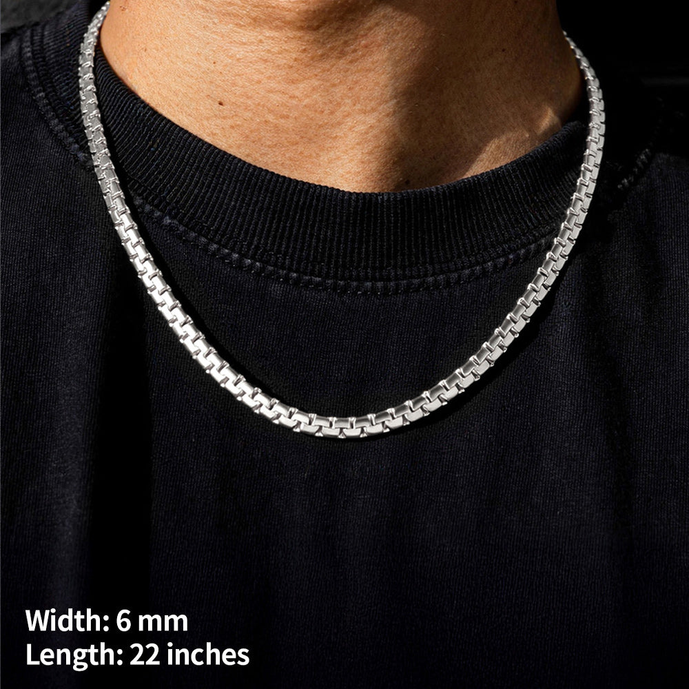 Flat Box Link Chain Stainless Steel Necklace for