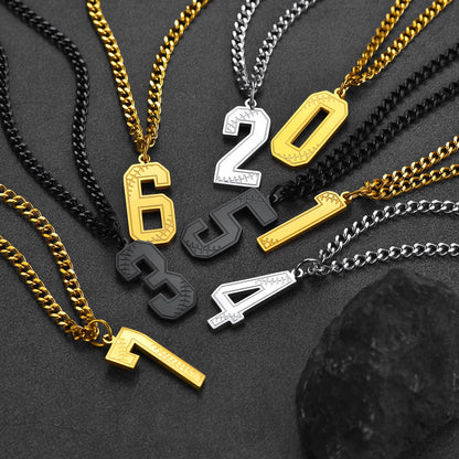 Custom Baseball Jersey Number Pendant Necklace for