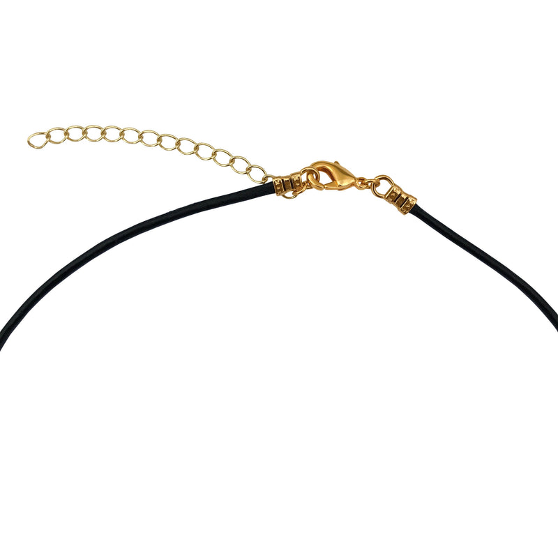 Dragonweave Heart Circle Charm Necklace and Earring Set, Gold Plated Black Leather Choker and Leverback Earrings