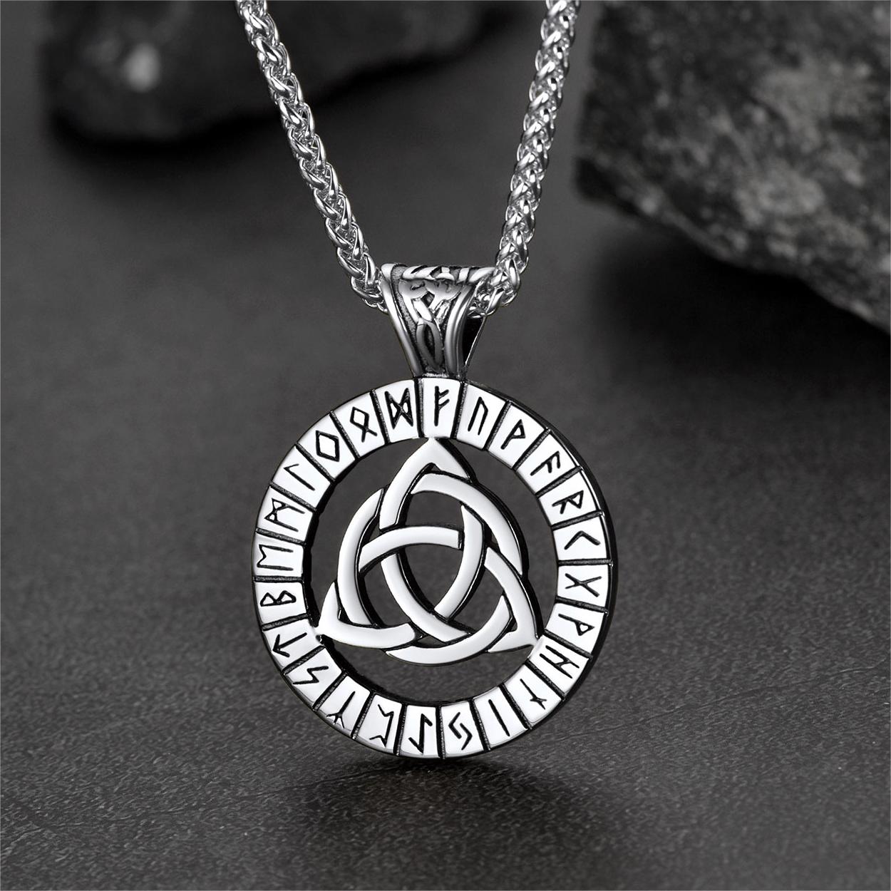 Celtic Knot Necklace With Viking Runes for