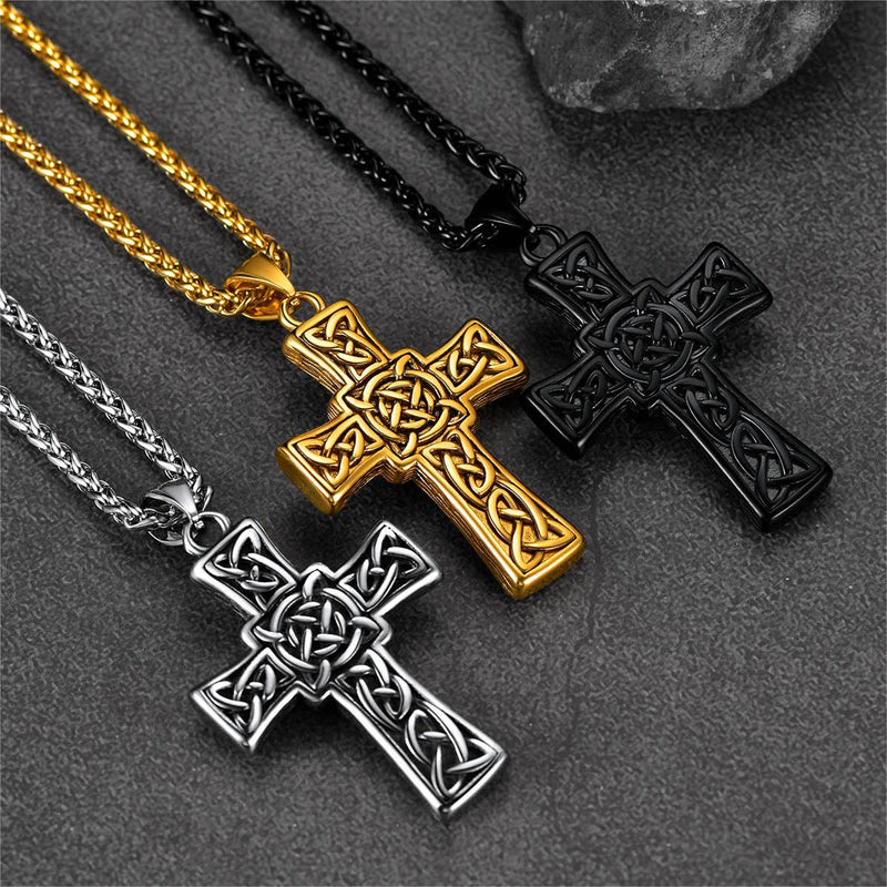 Turquoise Celtic Cross Pendant Necklace for