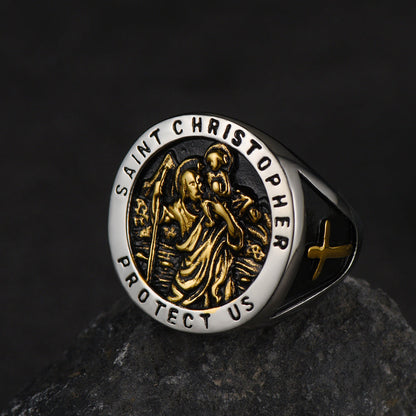 Flash St. Christopher Stainless Steel Ring for