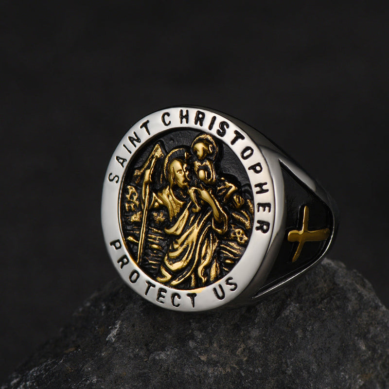 Flash St. Christopher Stainless Steel Ring for