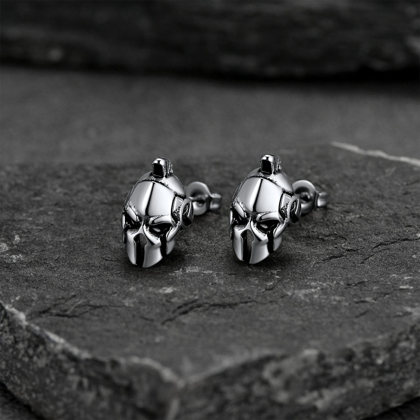 Ancient Greek Spartan Helmet Stud Earrings for