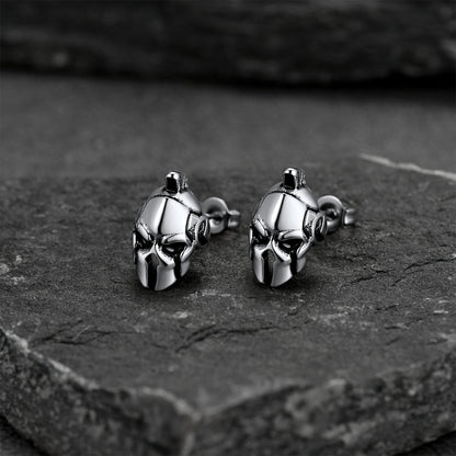 Ancient Greek Spartan Helmet Stud Earrings for