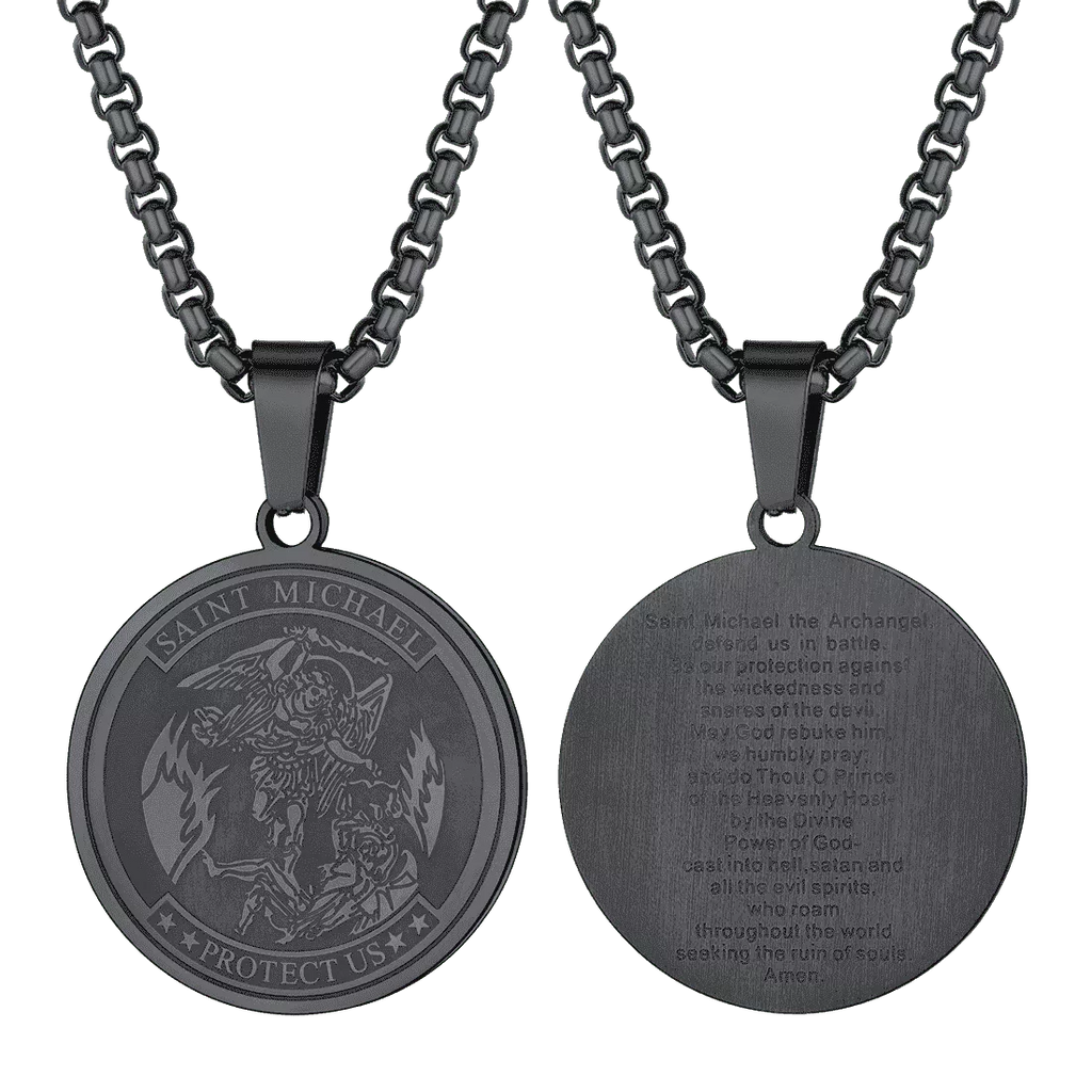 St. Michael Coin Necklace Medal Protection Pendant