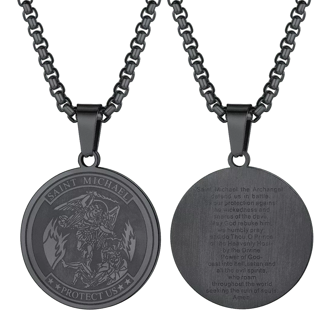 St. Michael Coin Necklace Medal Protection Pendant