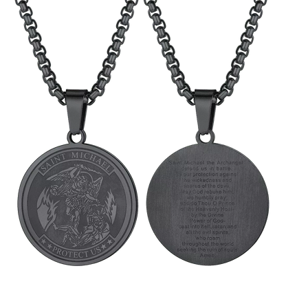 St. Michael Coin Necklace Medal Protection Pendant