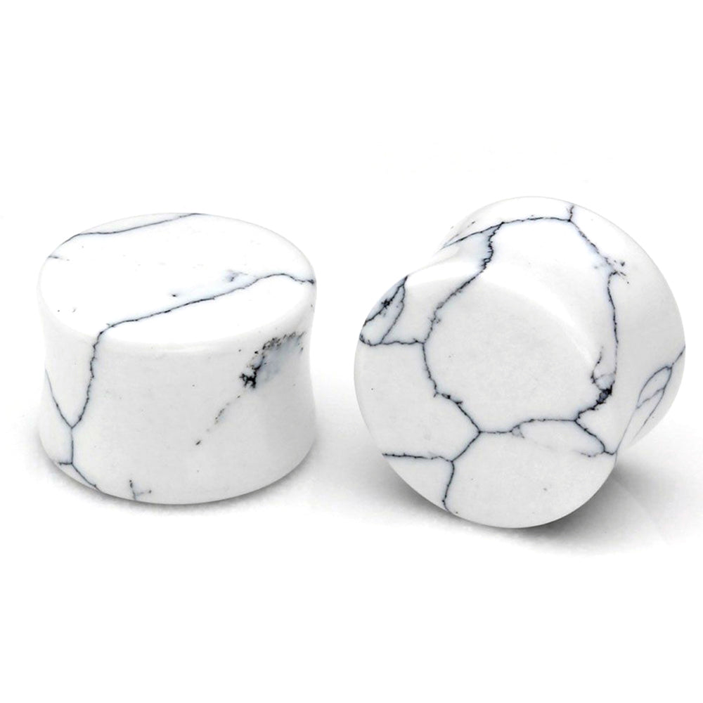 1pc Stone Ear Plugs / Gauges Earrings Flesh Tunnel Piercing / White Turquoise Expander Body Jewelry