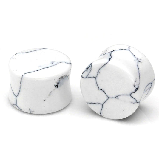 1pc Stone Ear Plugs / Gauges Earrings Flesh Tunnel Piercing / White Turquoise Expander Body Jewelry
