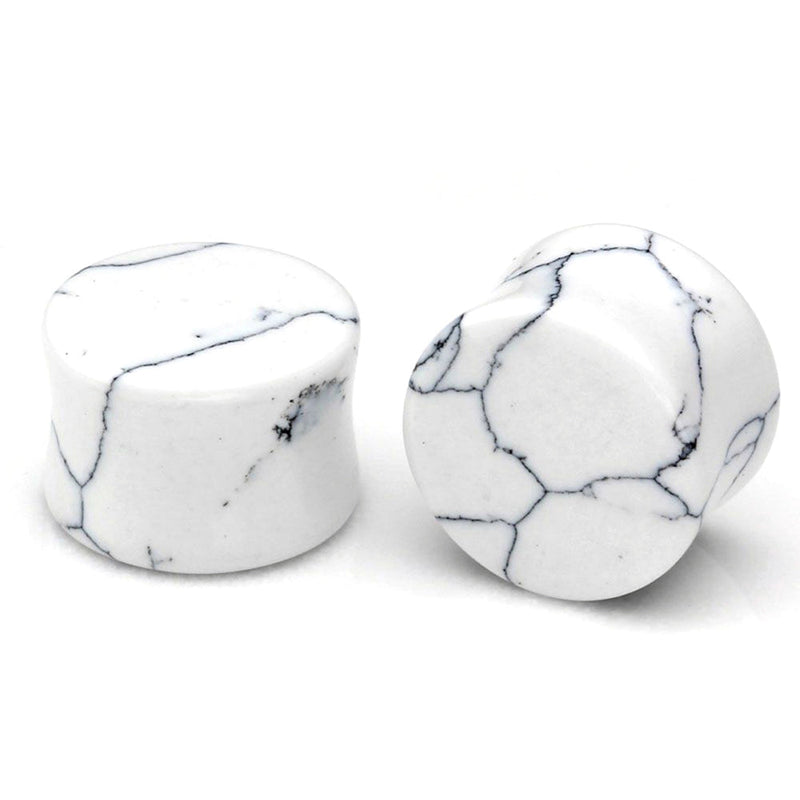1pc Stone Ear Plugs / Gauges Earrings Flesh Tunnel Piercing / White Turquoise Expander Body Jewelry