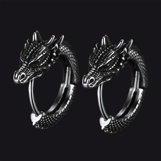 Punk Small Dragon Hoop Earrings for