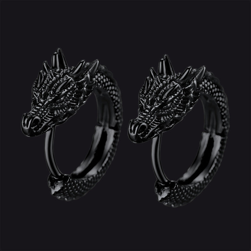 Punk Small Dragon Hoop Earrings for