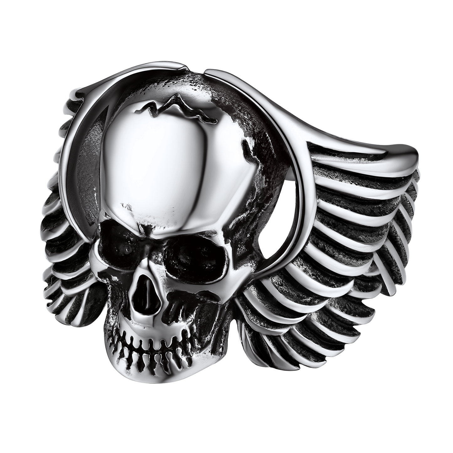 Biker Wings Skull Stainless Steel Ring for