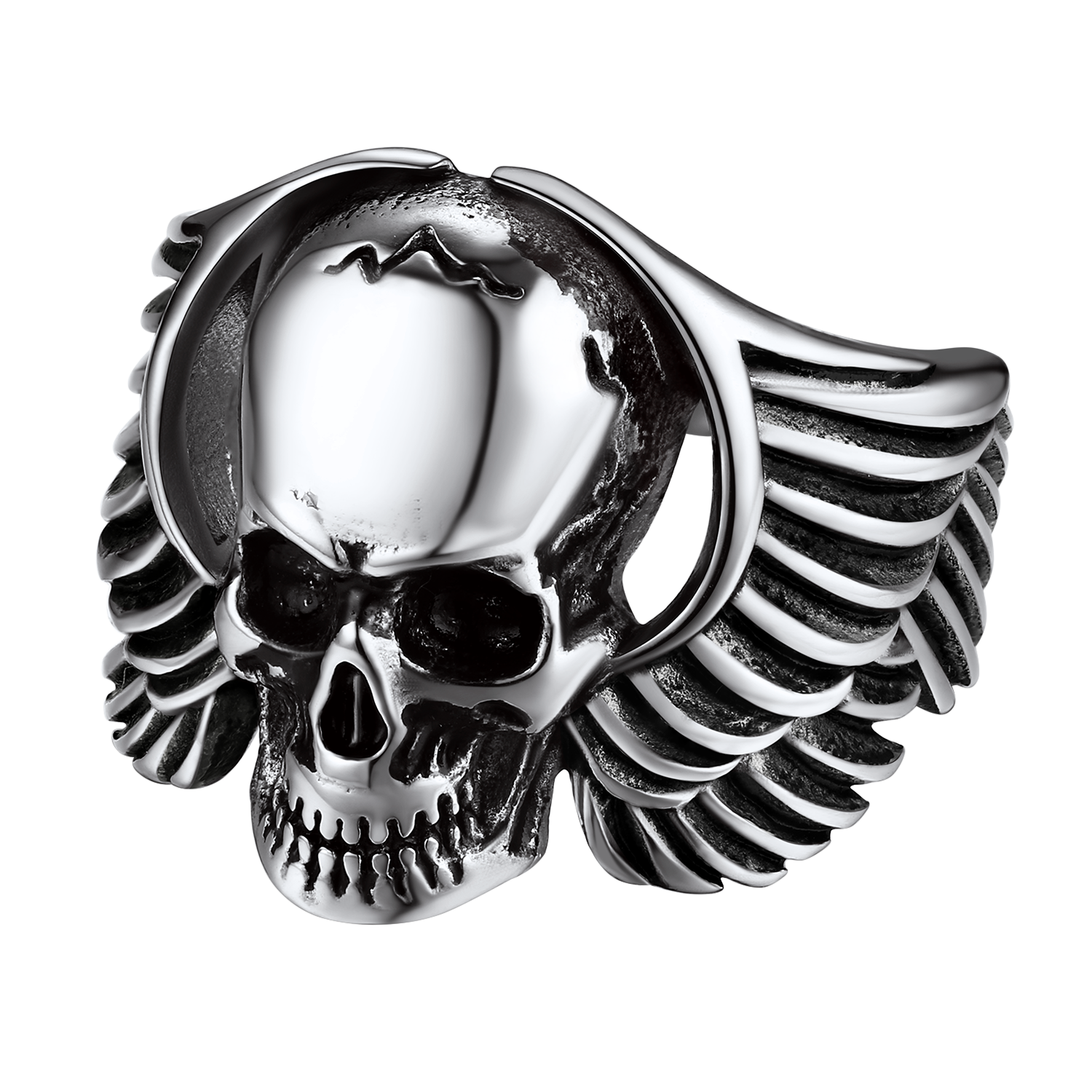 Biker Wings Skull Stainless Steel Ring for