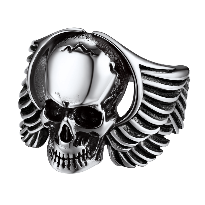 Biker Wings Skull Stainless Steel Ring for