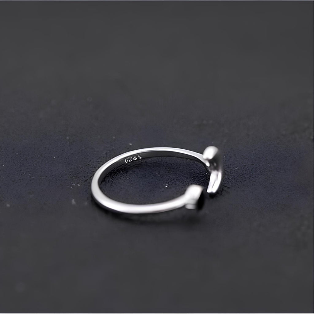 Midnight Crescent Charm Ring