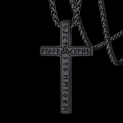 Viking Rune Cross Pendant Necklace for