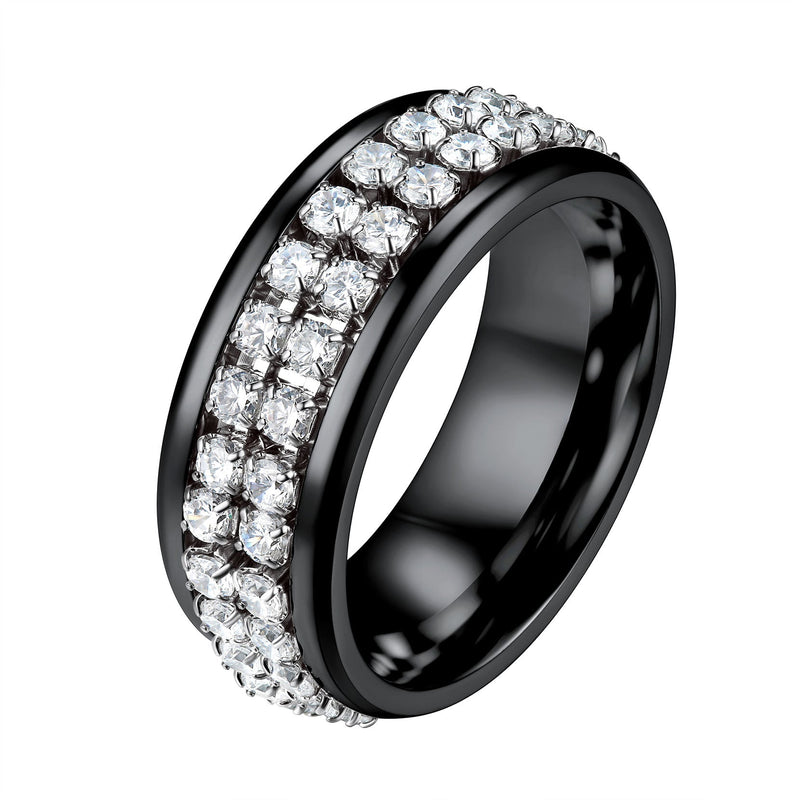 Cz Diamond Fidget Anxiety Band Ring for