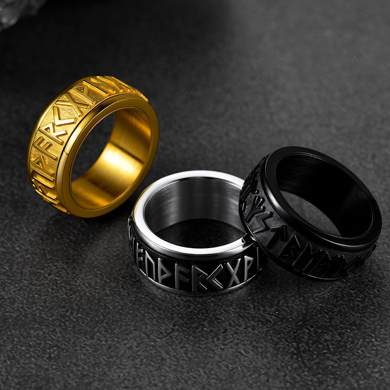 Norse Viking Rune Fidget Anxiety Band Ring for