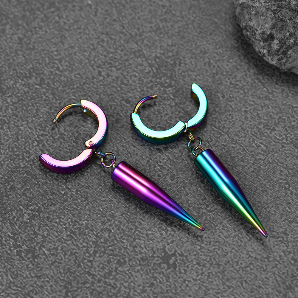 Punk Long Spike Dangle Hoop Earrings for