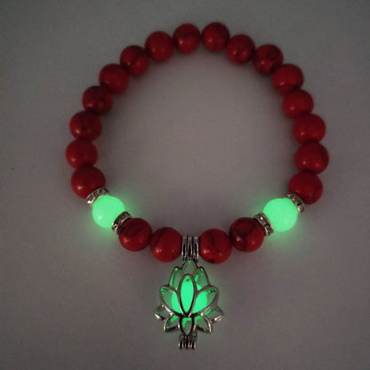 Luminous Lotus Energy Bracelet - Glow-in-the-dark Natural Stone Healing