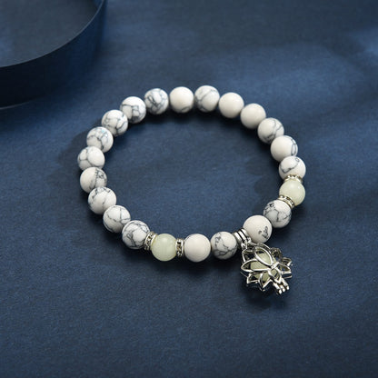 Luminous Lotus Energy Bracelet - Glow-in-the-dark Natural Stone Healing