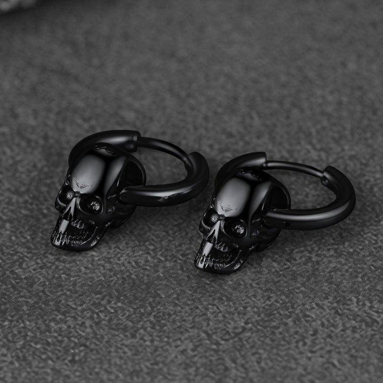 Cool Skull Hoop Dangle Earrings for