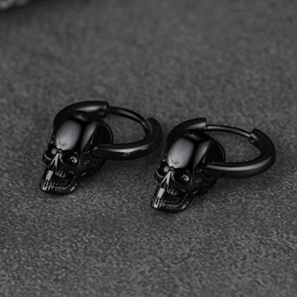 Cool Skull Hoop Dangle Earrings for