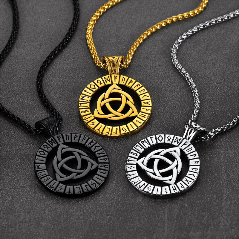 Celtic Knot Necklace With Viking Runes for