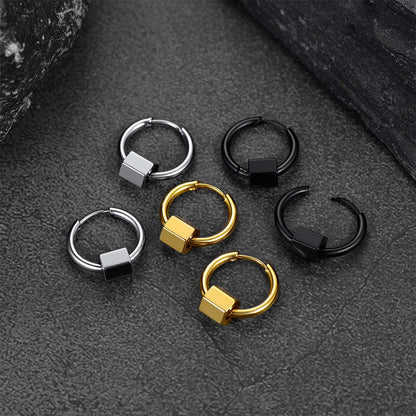 Flash Punk Hexagon Piercing Hoop Earrings for